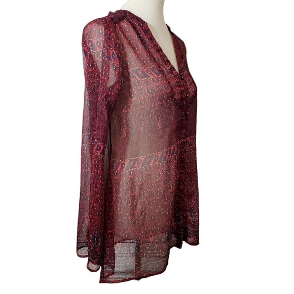 ☀ Converse Womens Red Sheer Floral Pullover Long Sle - Picture 3 of 8